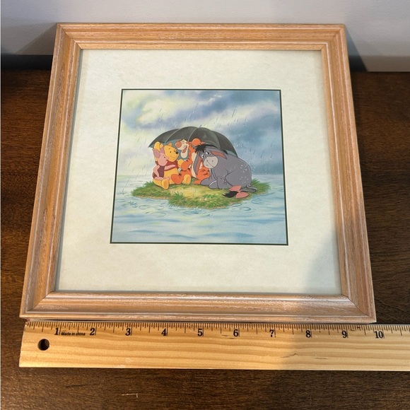 Vtg DISNEY Pooh Bear & Friends Spring Framed Matted Wall Art Four Seasons Series - Picture 6 of 6